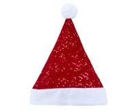 Opakowanie Czapka Mikołaja błyszcząca czerwone cekiny 30x42cm
