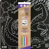 Opakowanie Czarna mata Strigo Funny Mat Dinozaury 40x40 cm + kreda