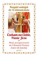 Czekam na Ciebie, Panie Jezu. Moje przygotowanie do I Komunii Świętej. Zestaw dla katechety. Komplet naklejek do 12 dzienniczków. Autor: Parszewska Ewelina oprac.. SmakLiter.pl Okładka książki Czekam na Ciebie, Panie Jezu. Moje przygotowanie do I Komunii Świętej. Zestaw dla katechety. Komplet naklejek do 12 dzienniczków