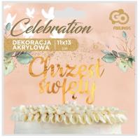 Opakowanie Dekoracja akrylowa na tort chrzest złota