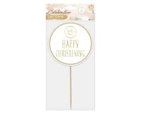 Opakowanie Dekoracja na tort Happy Christening gołąbek 14cm