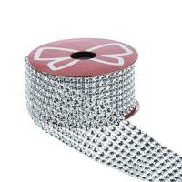 Opakowanie Dekoracyjna taśma z kryształkami srebrna