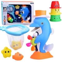 Delfinek z kołowrotkiem do kąpieli. Wydawca: Maksik. SmakLiter.pl Opakowanie Delfinek z kołowrotkiem do kąpieli