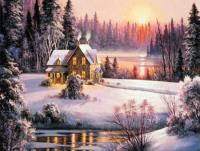 Opakowanie Diamentowa mozaika domek zimą w lesie NO-1007775