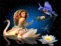 Opakowanie Diamentowa mozaika Kobieta łabędzie i koliber 60814