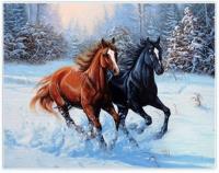 Opakowanie Diamentowa mozaika konie w śniegu NO-1008676