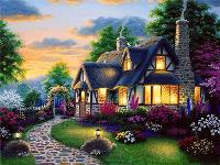 Opakowanie Diamentowa mozaika Urocza chatka wieczorową porą 60669