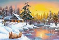 Opakowanie DIAMENTOWA MOZAIKA ZIMA DOM NAD JEZIOREM Z WIEWIÓRKĄ NO-2000736