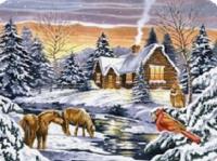 Opakowanie DIAMENTOWA MOZAIKA ZIMA DOM NAD STRUMIENIEM WYPAS KONI NO-2000732