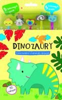 Dinozaury. Kolorowanka z barwnym obrysem. Autor:   Praca zbiorowa. SmakLiter.pl Okładka książki Dinozaury. Kolorowanka z barwnym obrysem