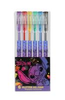 Długopisy brokatowe Disney Black Stitch 6 kolorów. Wydawca: Patio. SmakLiter.pl Opakowanie Długopisy brokatowe Disney Black Stitch 6 kolorów