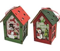 Opakowanie Domek drewniany dekoracja lampion światło MIX