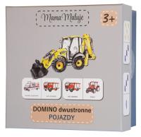 Domino dwustronne Pojazdy. Wydawca: Mama Maluje. SmakLiter.pl Opakowanie Domino dwustronne Pojazdy
