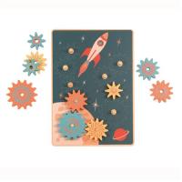 Drewniana układanka Kosmiczne Centrum. Wydawca: Toyki. SmakLiter.pl Opakowanie Drewniana układanka Kosmiczne Centrum