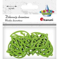 Opakowanie Drewniane liście 26x42mm zielone 15szt