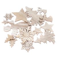 Drewniane motywy świąteczne bielone 12szt. Wydawca: Dalprint. SmakLiter.pl Opakowanie Drewniane motywy świąteczne bielone 12szt
