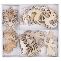 Drewniane motywy świąteczne naturalne 24szt. Wydawca: Dalprint. SmakLiter.pl Opakowanie Drewniane motywy świąteczne naturalne 24szt