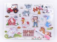 Opakowanie Drewniane puzzle - farma