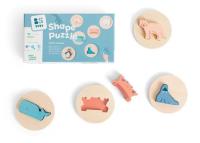 Drewniane puzzle konturowe Dopasuj kształt. Wydawca: BS Toys. SmakLiter.pl Opakowanie Drewniane puzzle konturowe Dopasuj kształt