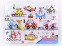 Opakowanie Drewniane puzzle - pojazdy