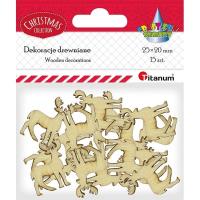 Opakowanie Drewniane renifery 20x25mm naturalne 15szt