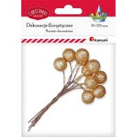 Opakowanie Drucik z kulką 15mm złotą brokatową 10szt