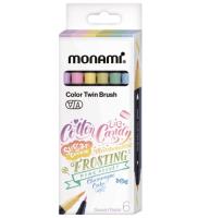 Dwustronne pisaki pędzelkowe 6kol pastel MONAMI. Wydawca: Monami. SmakLiter.pl Opakowanie Dwustronne pisaki pędzelkowe 6kol pastel MONAMI