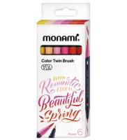 Dwustronne pisaki z końcówkami pędzelkowymi Color Twin Brush Flowers 6 kolorów. Wydawca: Monami. SmakLiter.pl Opakowanie Dwustronne pisaki z końcówkami pędzelkowymi Color Twin Brush Flowers 6 kolorów