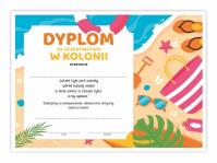 Opakowanie Dyplom A4 obozowy kolonie - Plaża 20szt