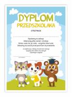 Opakowanie Dyplom A4 przedszkolaka - Zwierzaczki 10szt
