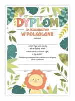Opakowanie Dyplom A4 ukończenia półkolonii - Lew 20szt