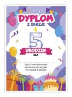 Opakowanie Dyplom A5 urodzinowy - piąte urodziny 5szt