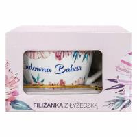 Opakowanie Dzień Babci. Filiżanka z łyżeczką