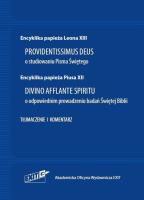Encyklika Leona XIII PROVIDENTISSIMUS DEUS i Piusa XII DIVINO AFFLANTE SPIRITU.. Autor: Lang Andrzej. SmakLiter.pl Okładka książki Encyklika Leona XIII PROVIDENTISSIMUS DEUS i Piusa XII DIVINO AFFLANTE SPIRITU.