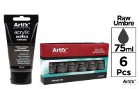 Opakowanie Farba akrylowa brąz naturalny 75ml (6szt)
