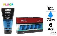 Opakowanie Farba akrylowa fluo niebieska 75ml (6szt)