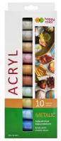 Opakowanie Farba akrylowa metaliczna 10 kolorów x 12 ml Happy Color
