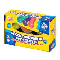 Opakowanie Farby dekoracyjne Astra z brokatem 6 kolorów po 20 ml