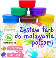 Farby do malowania palcami 6x40ml. Wydawca: Creative Deco. SmakLiter.pl Opakowanie Farby do malowania palcami 6x40ml