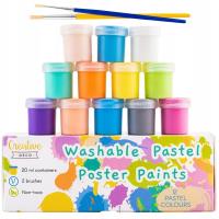 Farby plakatowe pastelowe 12 kolorów 20ml. Wydawca: Creative Deco. SmakLiter.pl Opakowanie Farby plakatowe pastelowe 12 kolorów 20ml