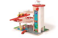 Garaż drewniany z windą i ze zjeżdżalnią. Wydawca: Scratch. SmakLiter.pl Opakowanie Garaż drewniany z windą i ze zjeżdżalnią