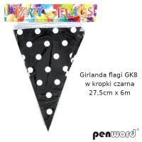 Opakowanie Girlanda flagi w kropki czarna 27.5cmx6m