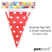 Opakowanie Girlanda flagi w kropki czerwona 27.5cmx6m