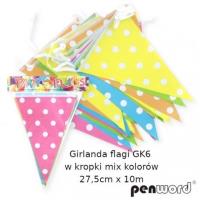 Opakowanie Girlanda flagi w kropki mix kolorów 27.5cmx6m