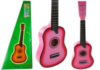 Opakowanie Gitara drewniana klasyczna z kostką różowa 60cm