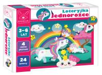 Gra Loteryjka Jednorożce. Wydawca: Kangur. SmakLiter.pl Opakowanie Gra Loteryjka Jednorożce