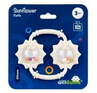 Grzechotka Słoneczniki beżowa. Wydawca: Giligums. SmakLiter.pl Opakowanie Grzechotka Słoneczniki beżowa