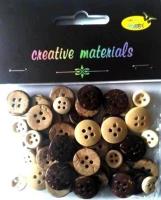 Opakowanie Guziki drewniane brązowe 10-15mm 20g