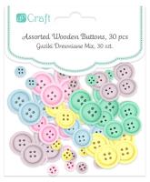 Opakowanie Guziki drewniane mix 30szt - pastel