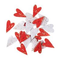 Guziki serca drewniane czerwone & białe złocone 2 x 3,2 cm 24 szt.. Wydawca: DP CRAFT. SmakLiter.pl Opakowanie Guziki serca drewniane czerwone & białe złocone 2 x 3,2 cm 24 szt.